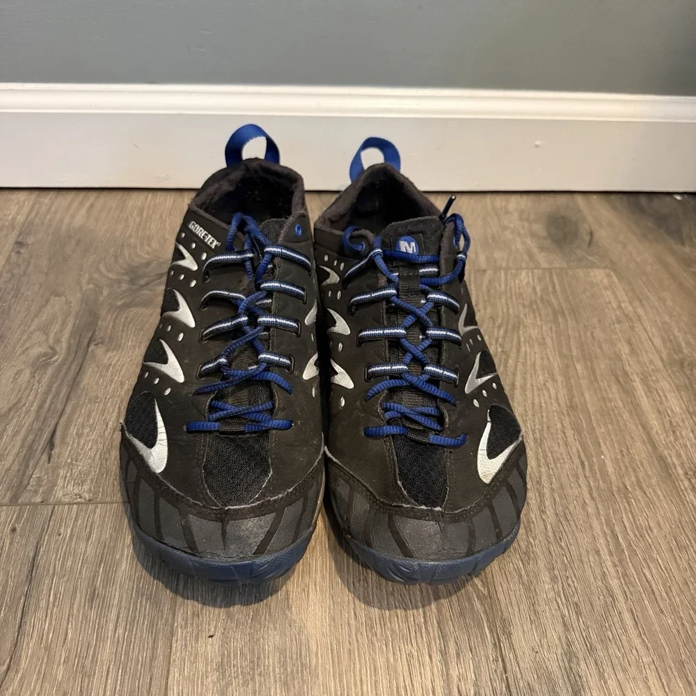 Merrell Mens Barefoot Shoes GORE-TEX Embark Glove Black Olympia Blue Size 12